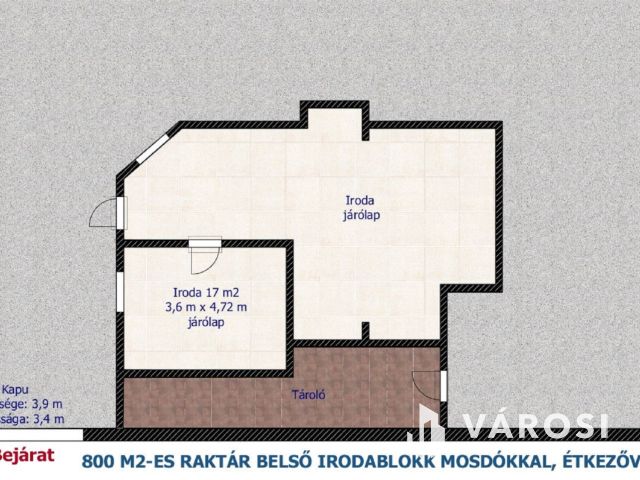 800 m2-es raktár irodablokkal M0 lehajtótól 3 km-re